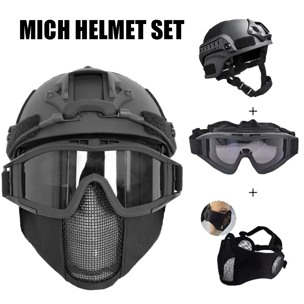 Outdoor Hunting Guide - Set Casco MICH Airsoft e Maschera