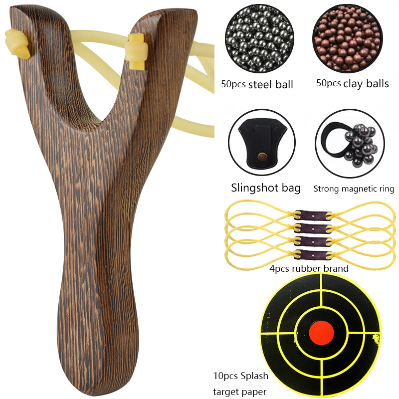 Outdoor Hunting Launcher - Fionda di legno tradizionale Set di